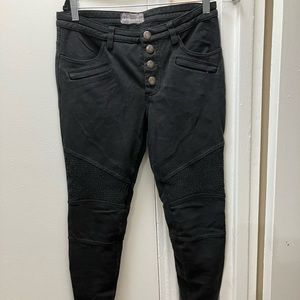 Free People Black Stretch Cotton Jersey Pants